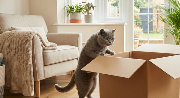 A British Shorthair kitten exploring its new home for the first time
