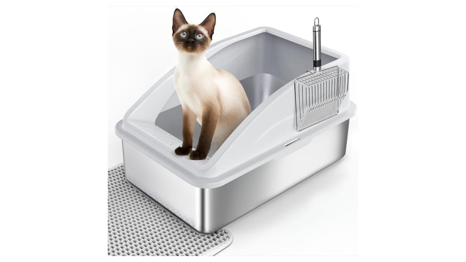 FURTIME stainless steel XL cat litter tray