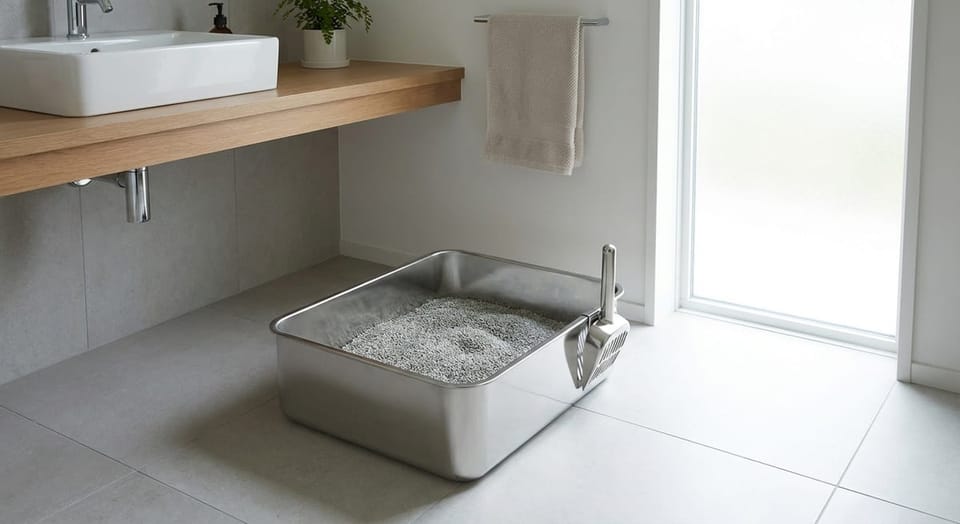 FURTIME Stainless Steel Cat Litter Tray – Durable & Stylish